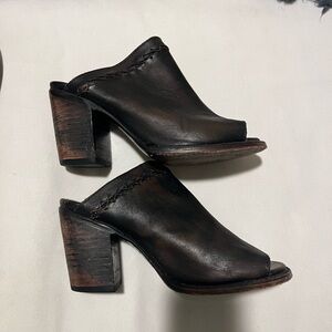 Freebird by Steven Rich Brown Leather Mules